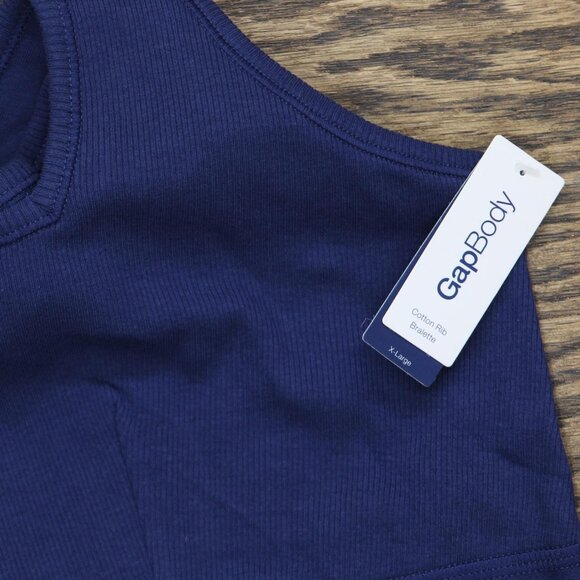 NWT Gap Body Logo Comfort Square-Neck Knit Bralette GPW01052 Elysian Blue XL - Picture 3 of 4